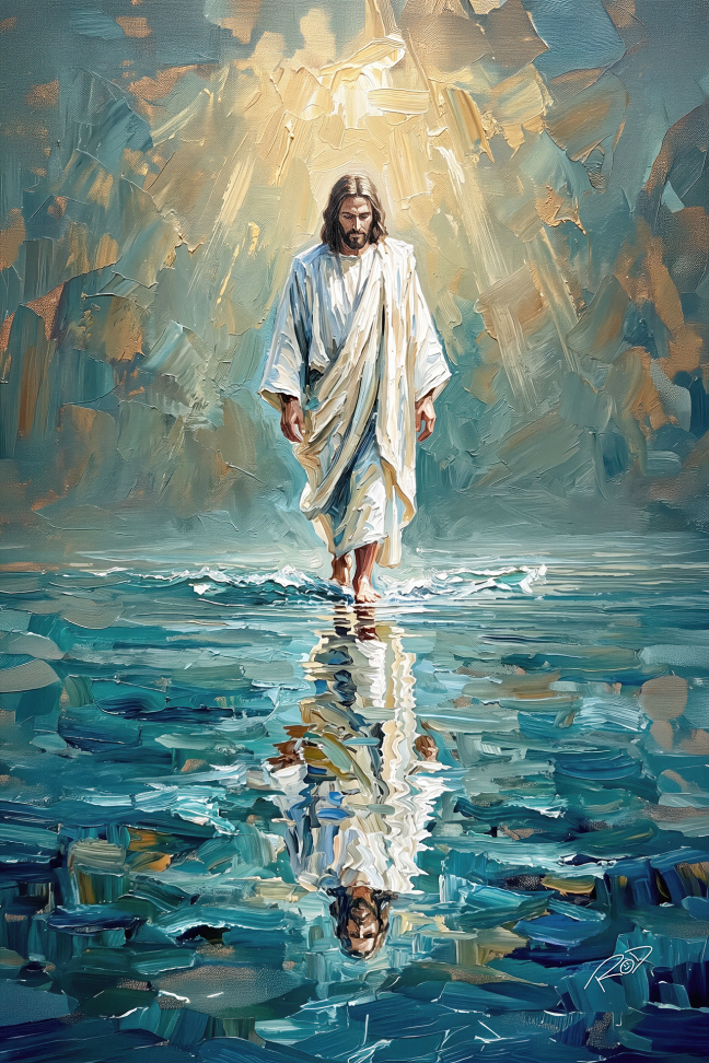 Quadro Jesus Caminhando na Água Pintura