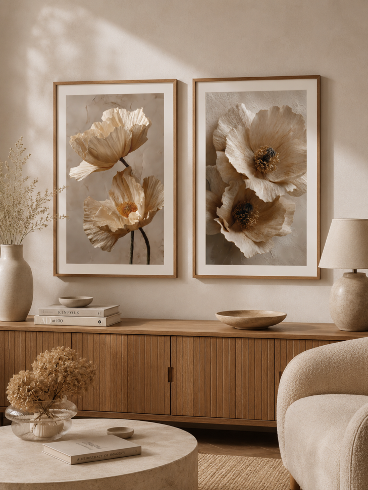 DUPLA de Quadros Floral Mármore