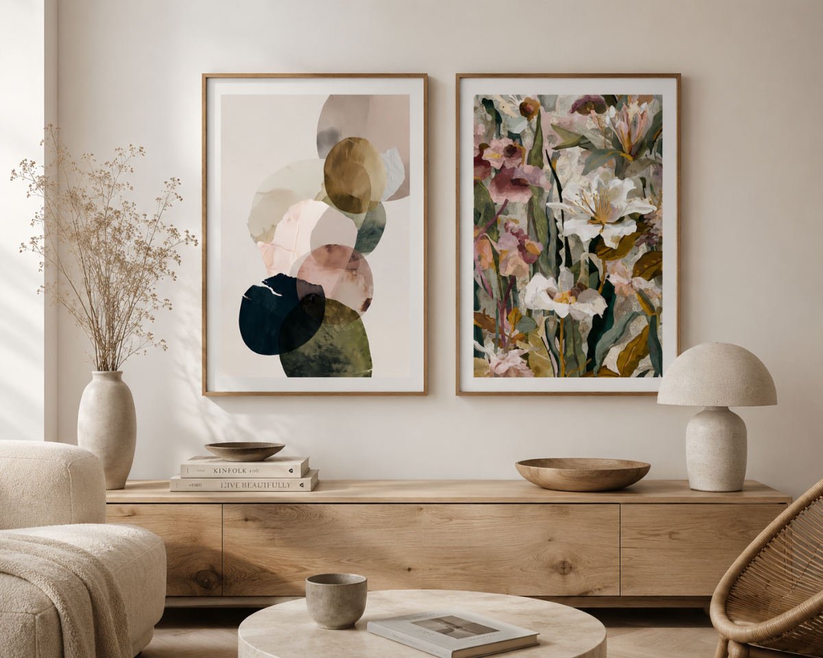 Dupla de Quadros FLORAL Aquarela