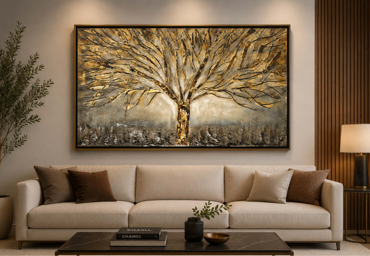 Quadro Árvore Galhos Ouro