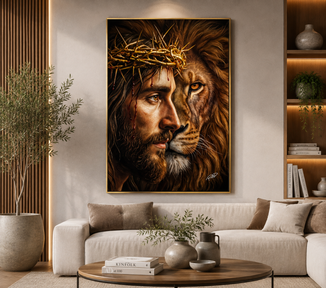 Quadro Jesus e Leão Face