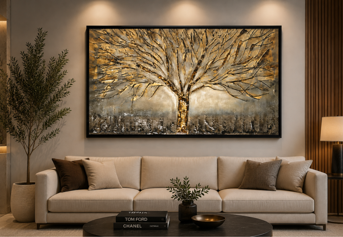 Quadro Árvore Galhos Ouro - #3