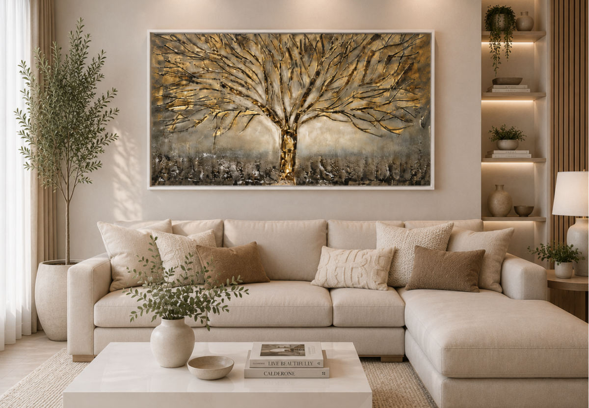 Quadro Árvore Galhos Ouro
