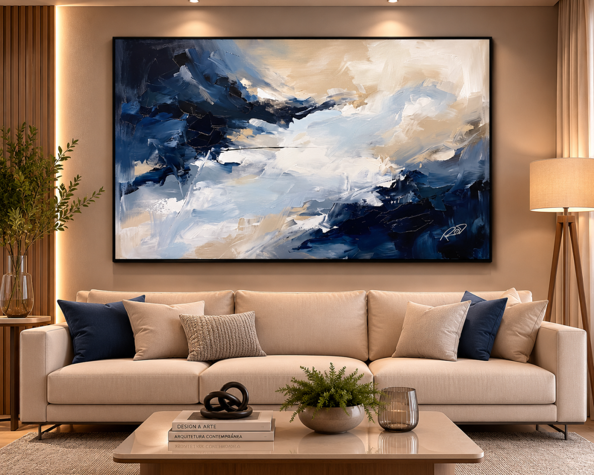 Quadro Azul Marinho e Bege