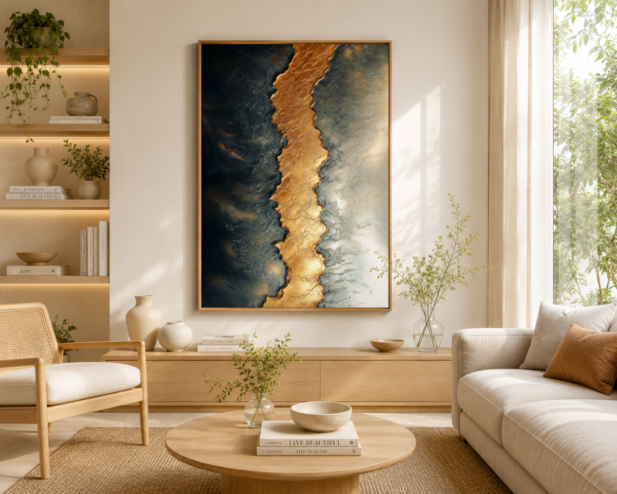 Quadro Abstrato Rio Ouro