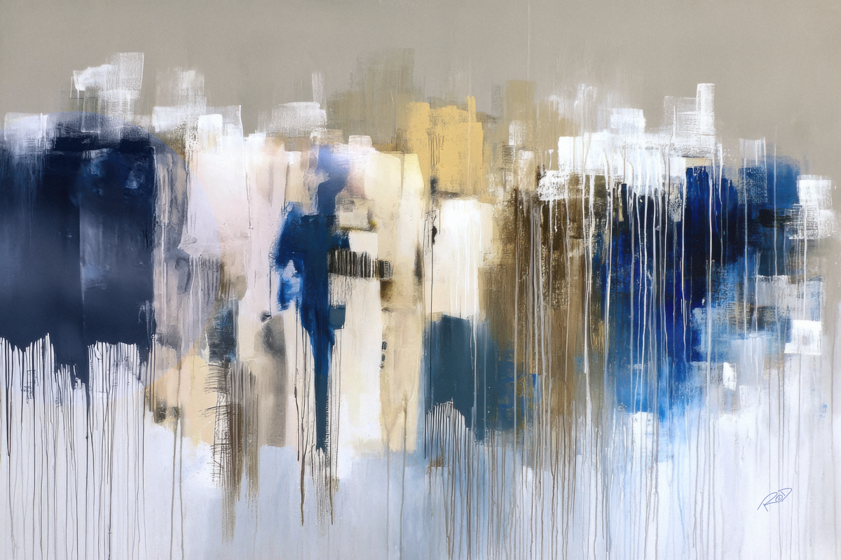 Quadro Abstrato Pintura Azul