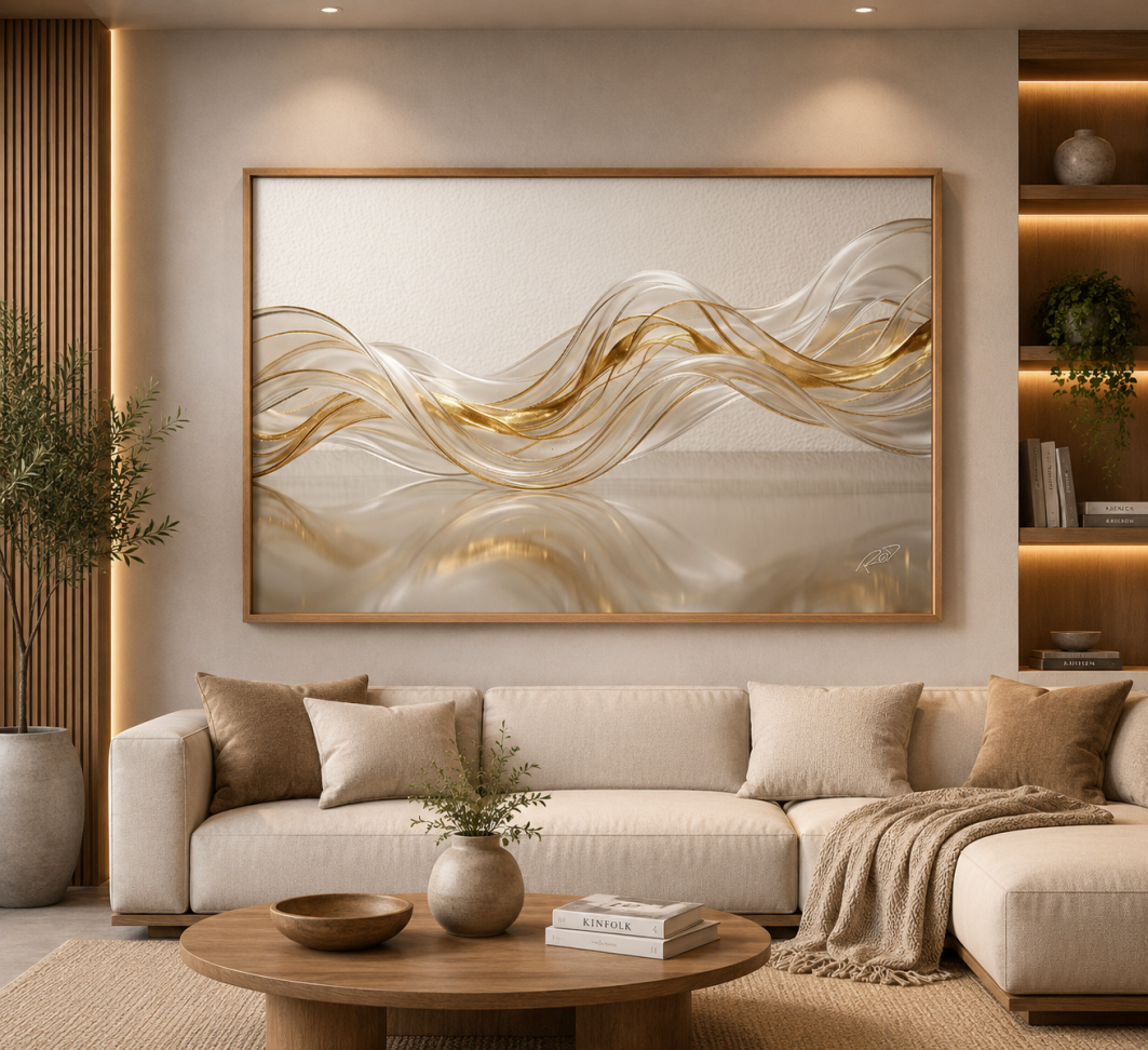 Quadro Ondas Douradas