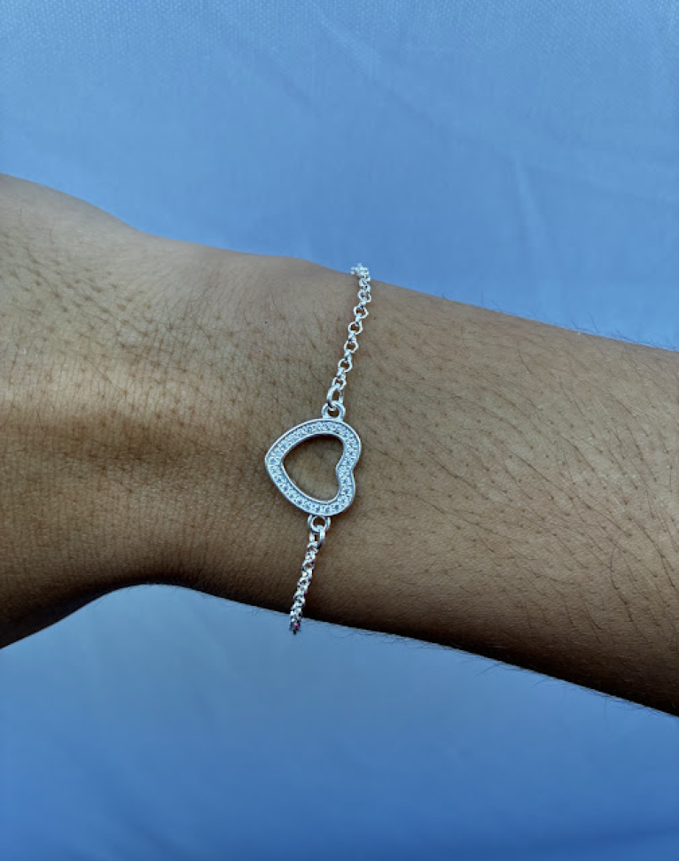 Pulseira Coração Cravejado Vazado
