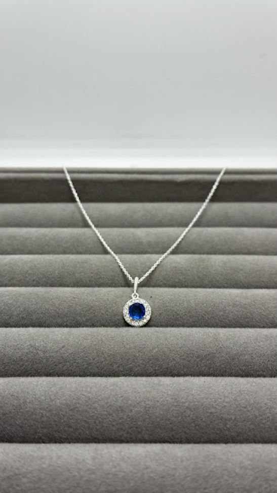 Conjunto Ponto de Luz Azul Royal Cravejado - #3
