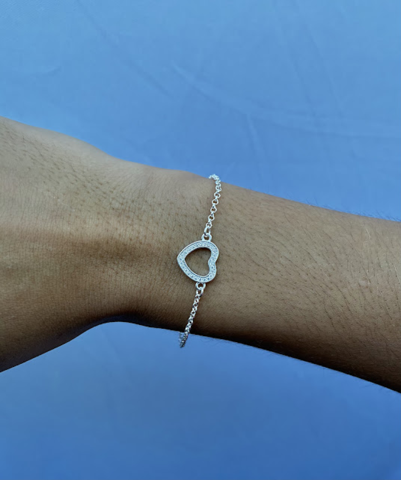 Pulseira Coração Cravejado Vazado