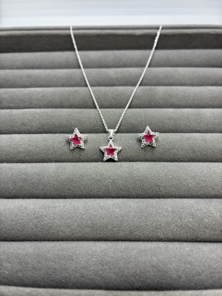 Conjunto Estrela Rose Cravejado
