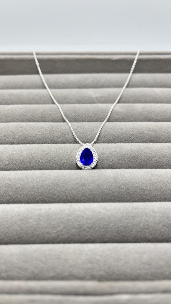 Colar Gota Cravejado Azul Royal - #5