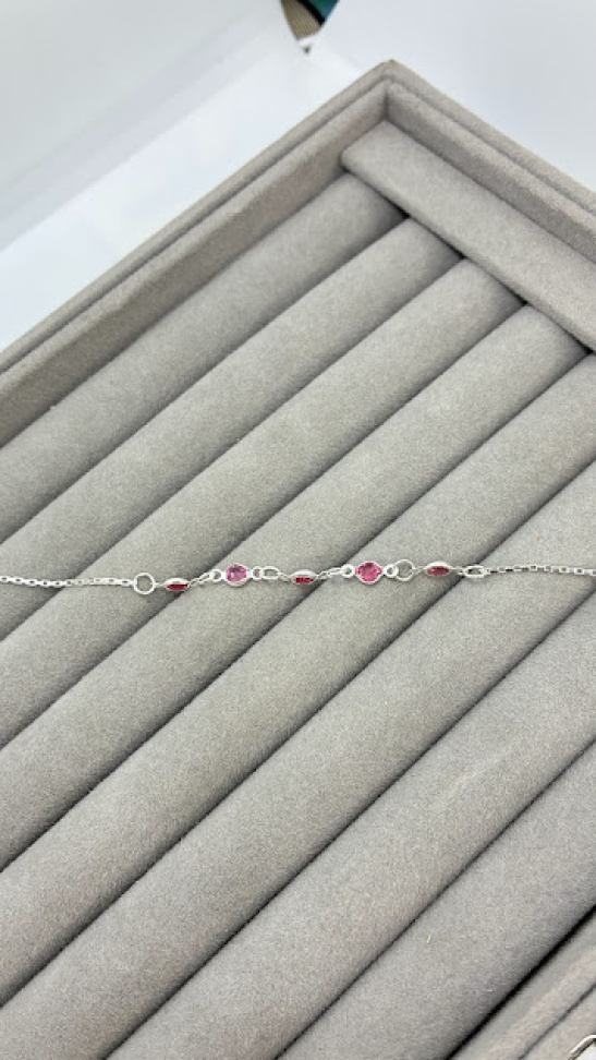 Pulseira 5 Pedras Vermelha Zirconia - #5