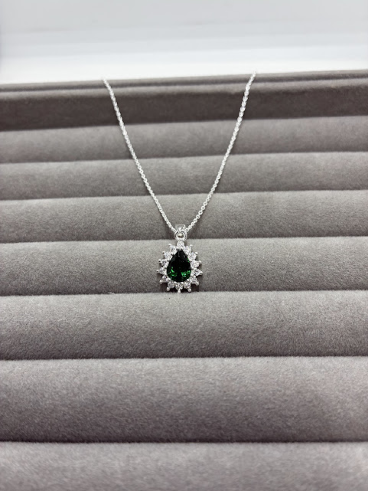 Conjunto Gota Cravejado Verde Esmeralda - #5