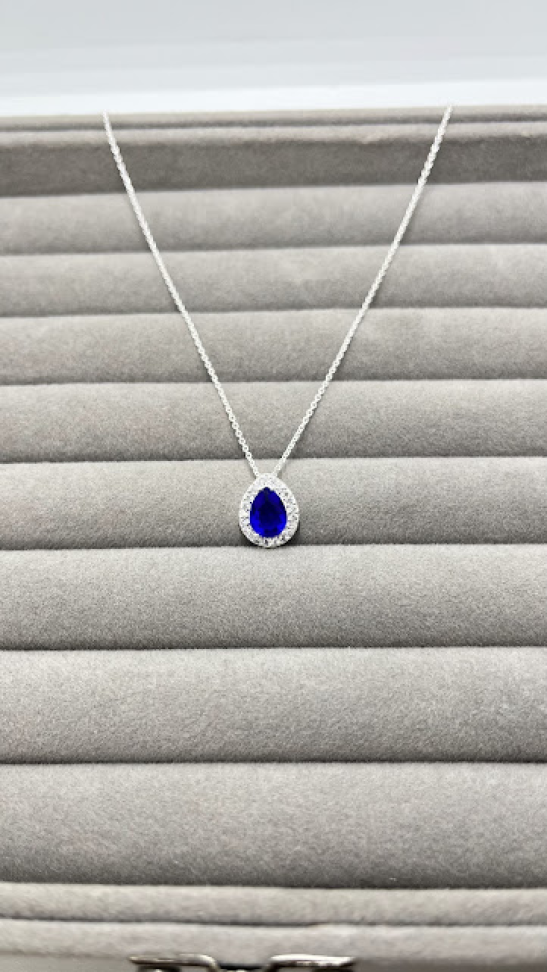 Colar Gota Cravejado Azul Royal - #4