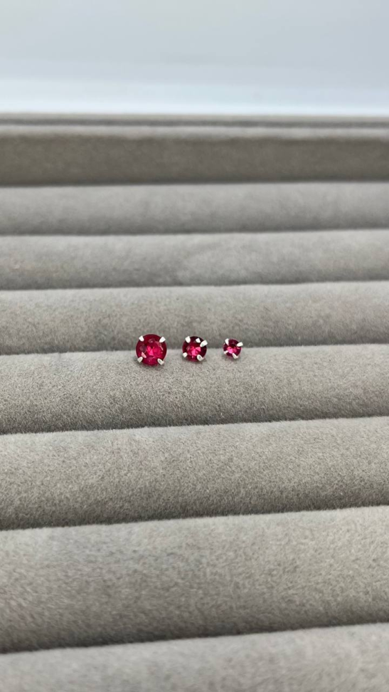 Trio Zirconia Redondo Vermelho