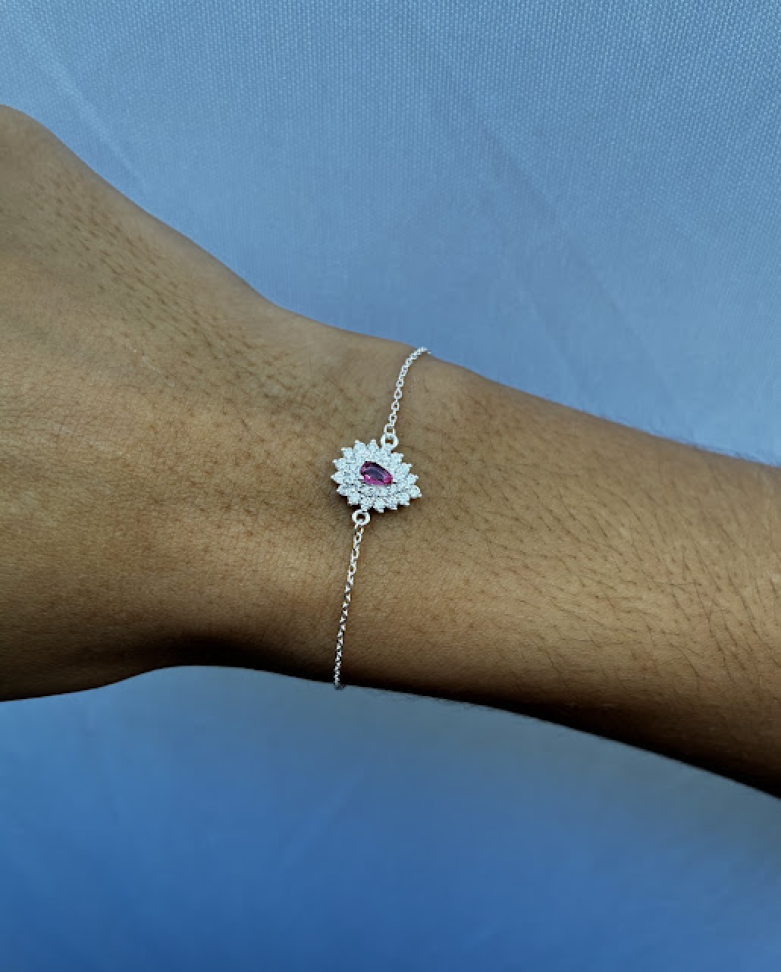 Pulseira Gota Cravejada Vermelha