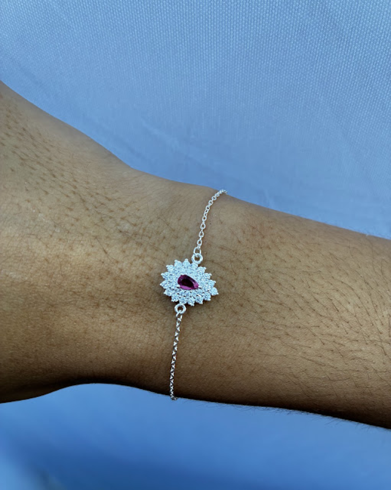 Pulseira Gota Cravejada Vermelha