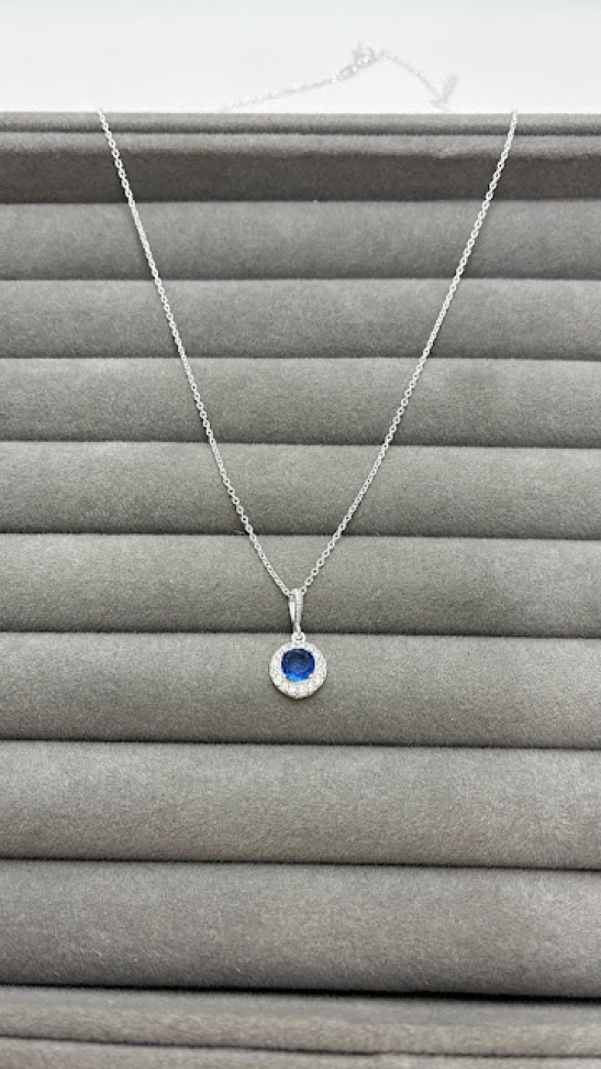 Conjunto Ponto de Luz Azul Royal Cravejado - #5