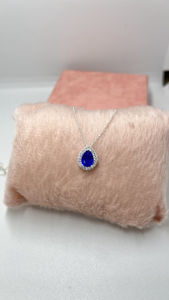 Colar Gota Cravejado Azul Royal - #7