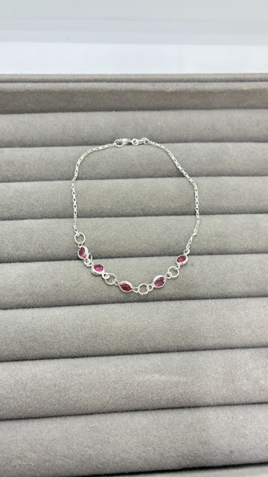 Pulseira 5 Pedras Vermelha Zirconia - #4