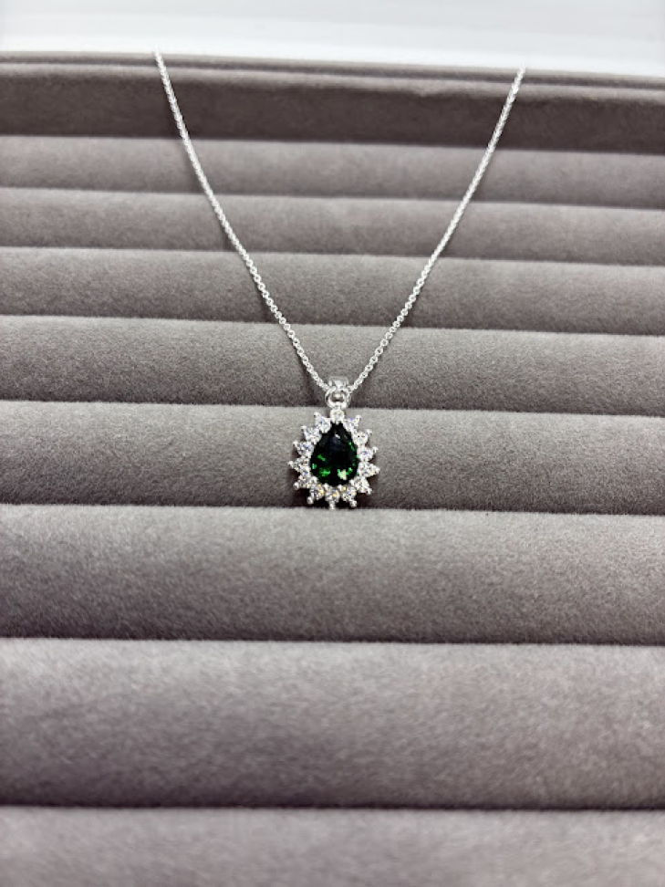 Conjunto Gota Cravejado Verde Esmeralda - #4