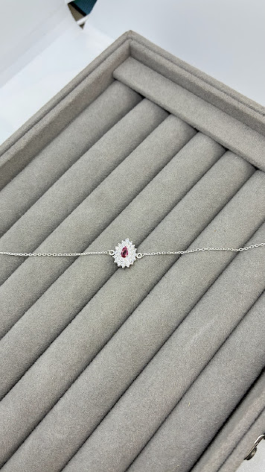 Pulseira Gota Cravejada Vermelha - #5