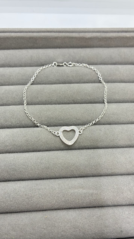 Pulseira Coração Cravejado Vazado - #4