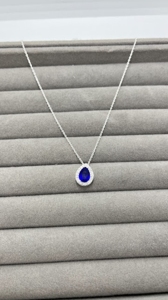 Colar Gota Cravejado Azul Royal - #6