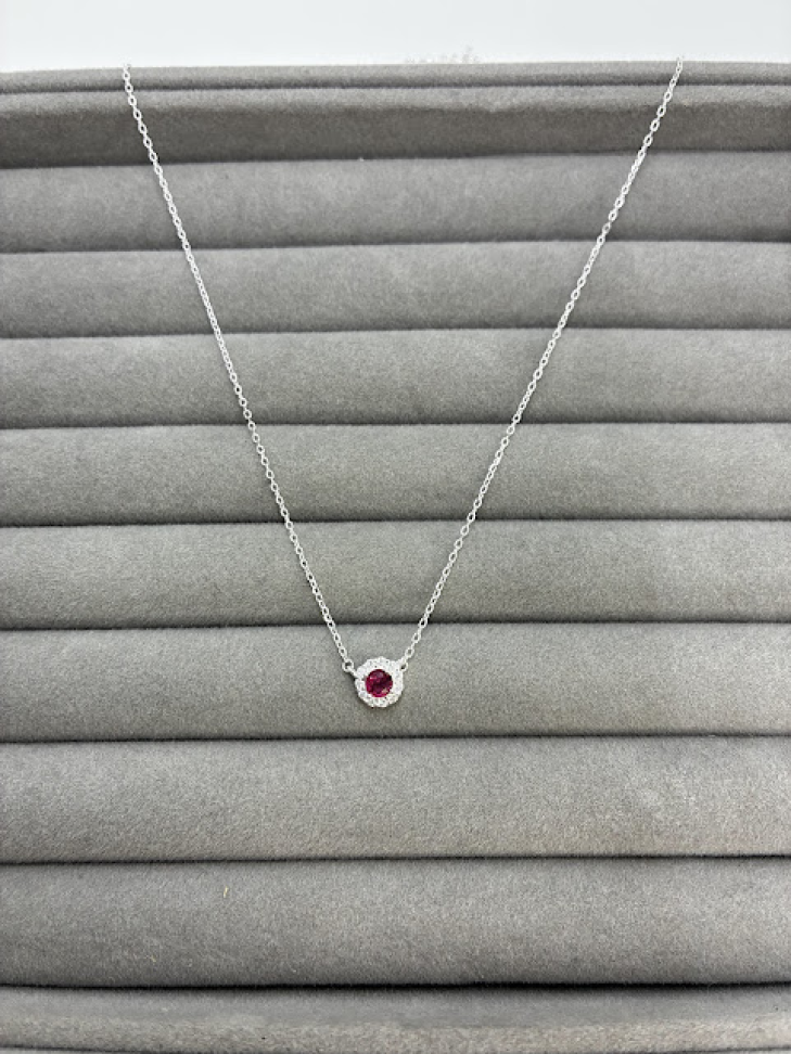 Colar Ponto de Luz Vermelho Cravejado - #3