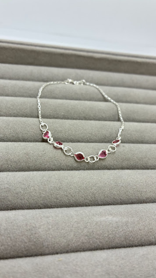 Pulseira 5 Pedras Vermelha Zirconia - #3