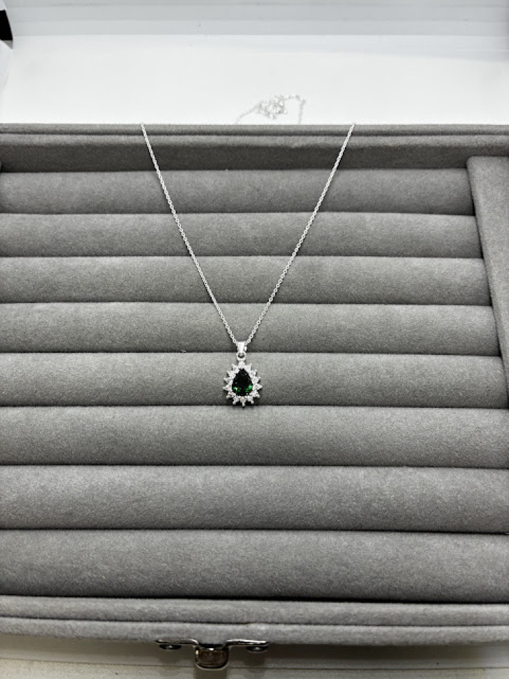 Conjunto Gota Cravejado Verde Esmeralda - #3