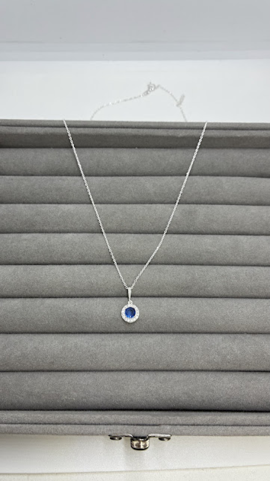 Conjunto Ponto de Luz Azul Royal Cravejado - #4
