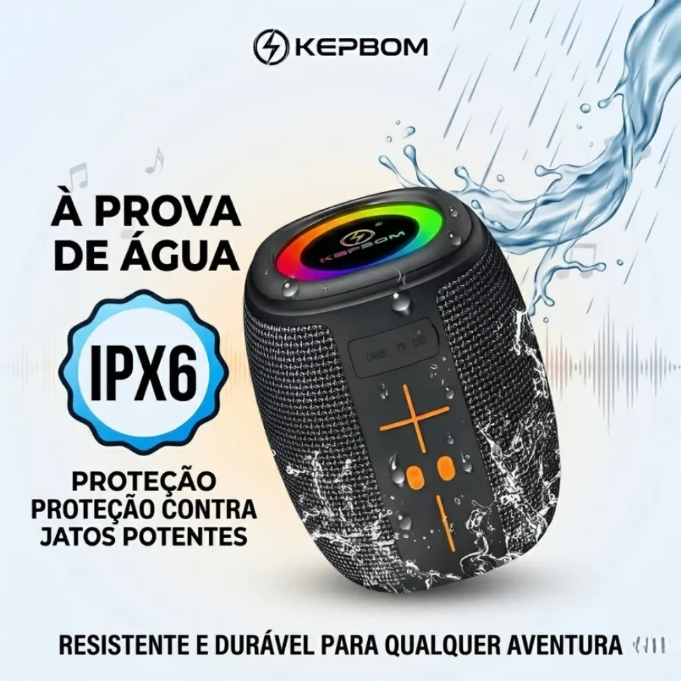 Caixa de som portátil Bluetooth Kapbom KA-8596 50W TWS LED/USB/SD/FM com graves potentes - #5