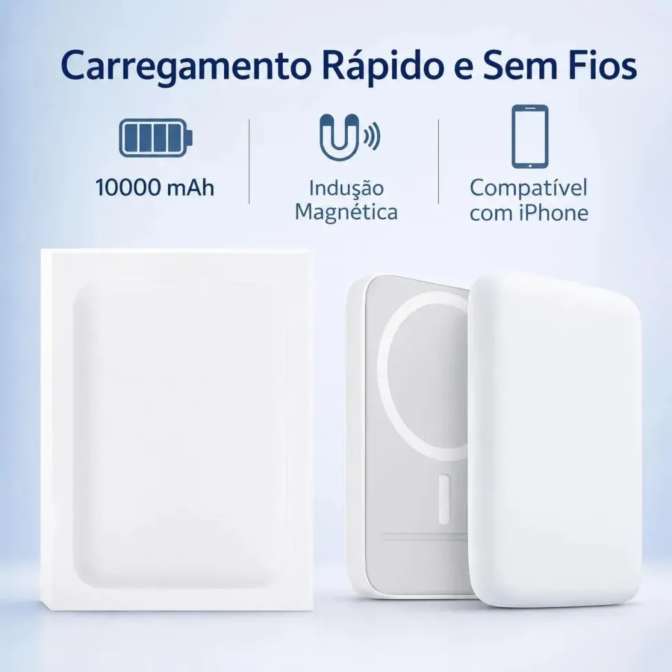 Power Bank 50000mAh: Turbo MagSafe, Portátil e Potente (Iphone ou Android)