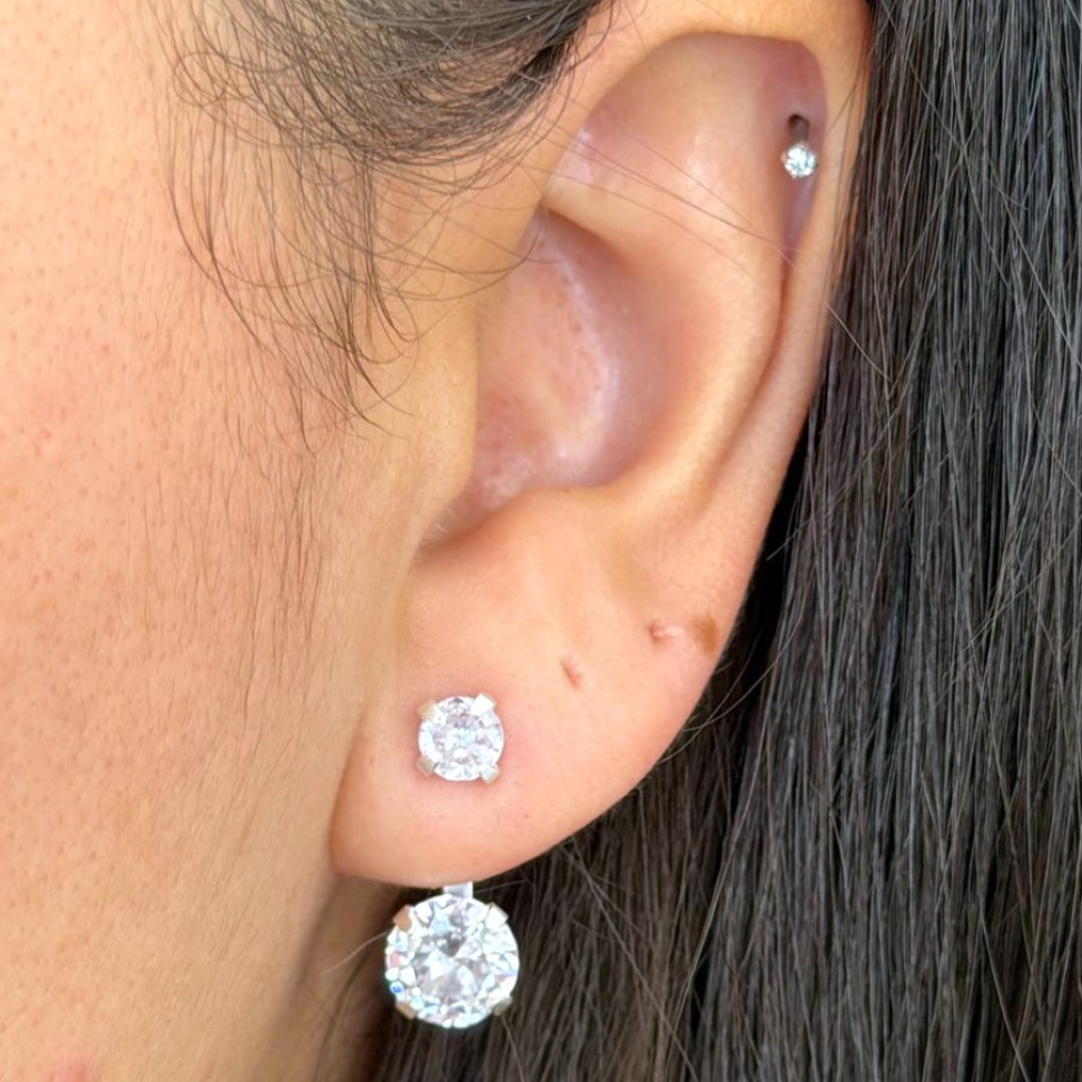 Brinco Ear Jacket Pedras 5mm e 8mm