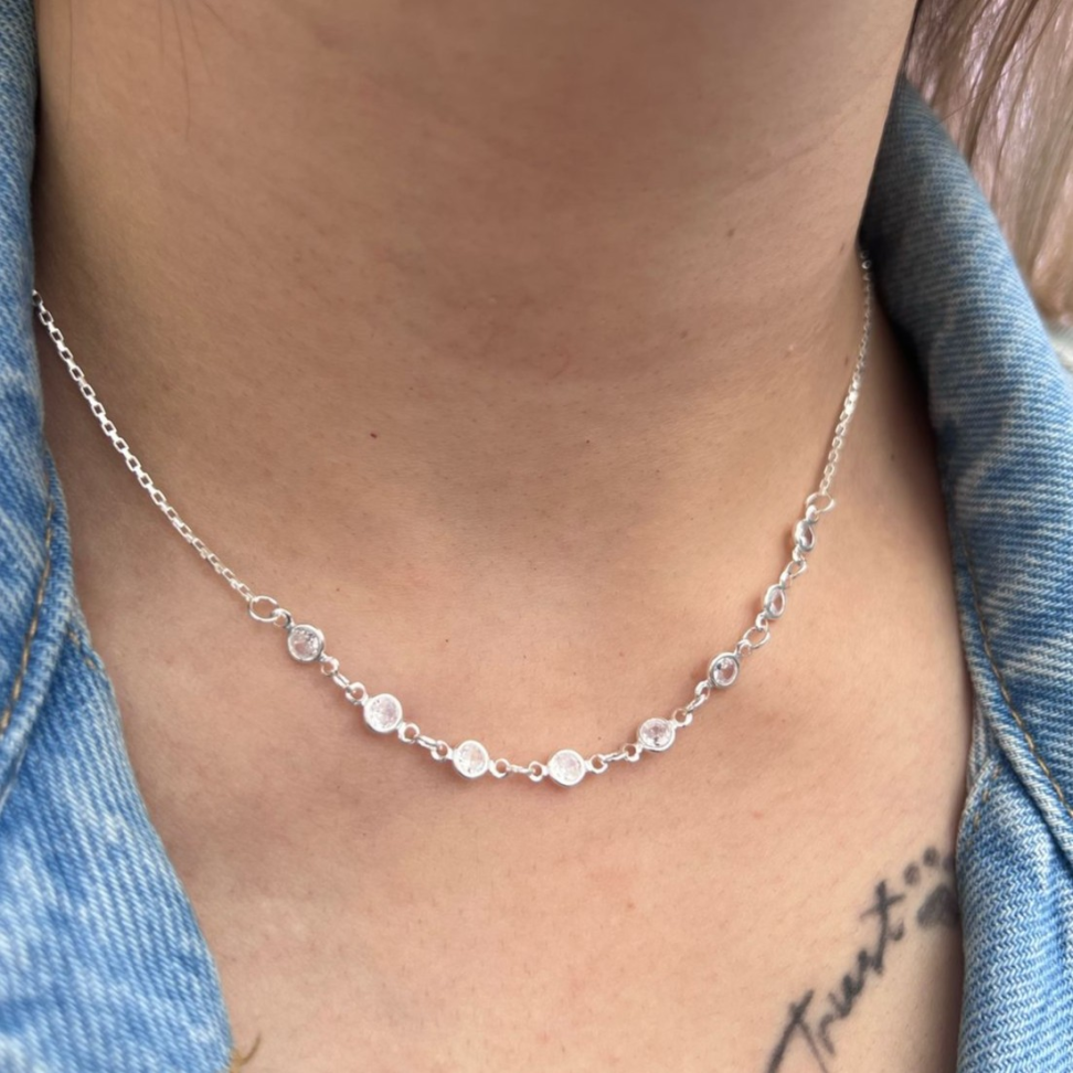 Choker 8 Zircônias Redondas