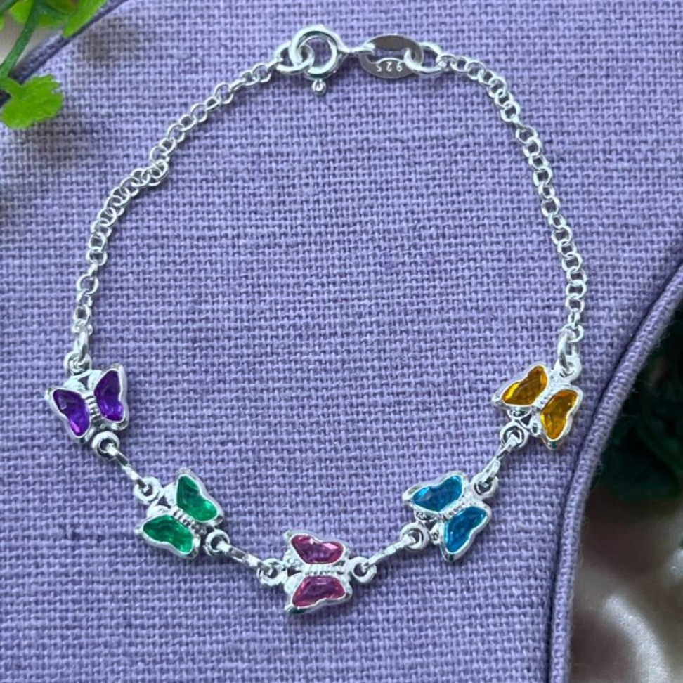 Pulseira Infantil 5 Borboletas Coloridas