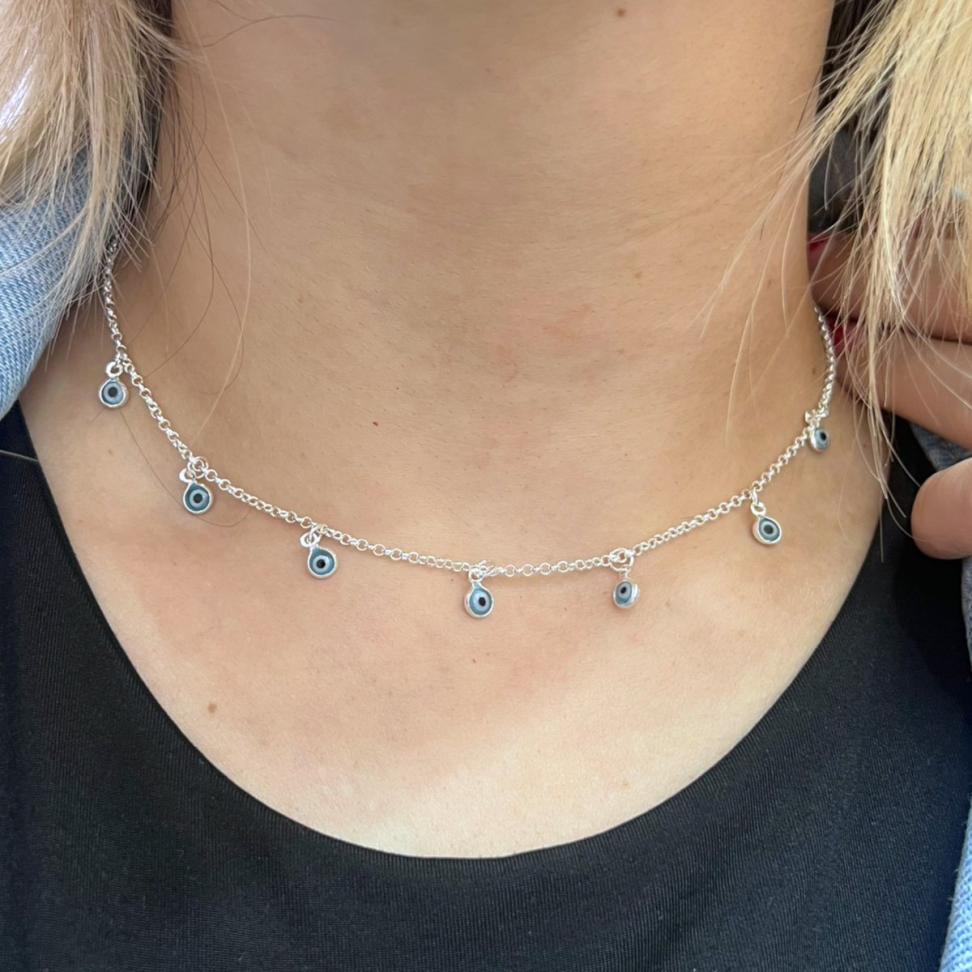 Choker Olhos Gregos Pendurados
