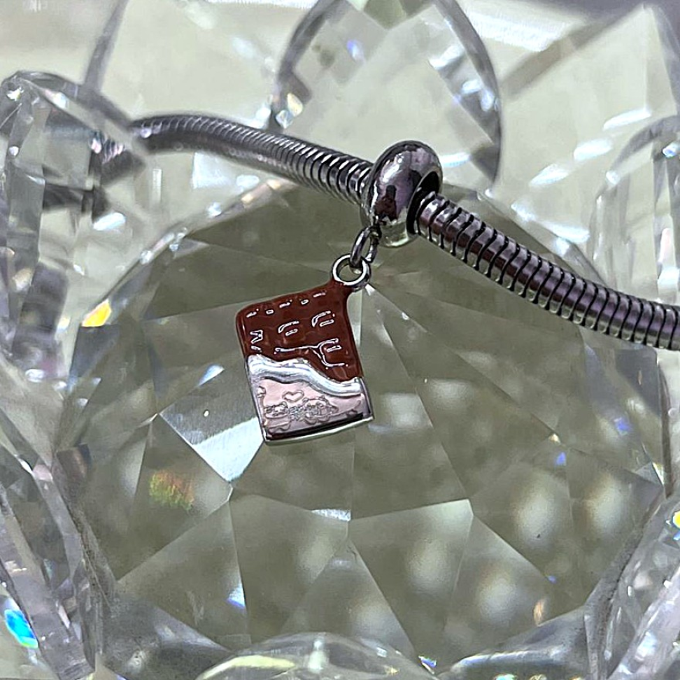 Berloque Barra de Chocolate em Aço Inox