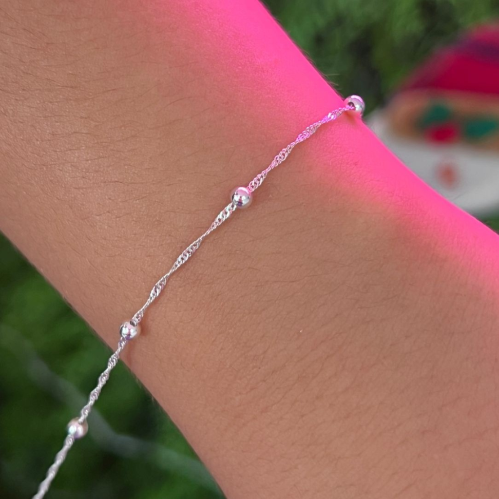 Pulseira Singapura com Bolinha