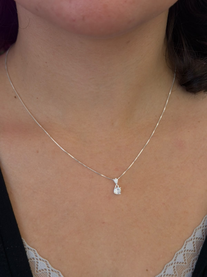Colar Ponto de Luz 5mm Com Pendente Cravejado