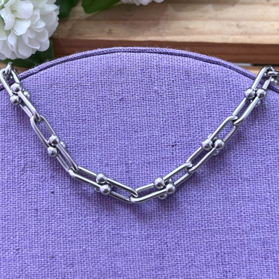 Choker Corrente Futurista em Aço Inox - 35cm +5cm extensor