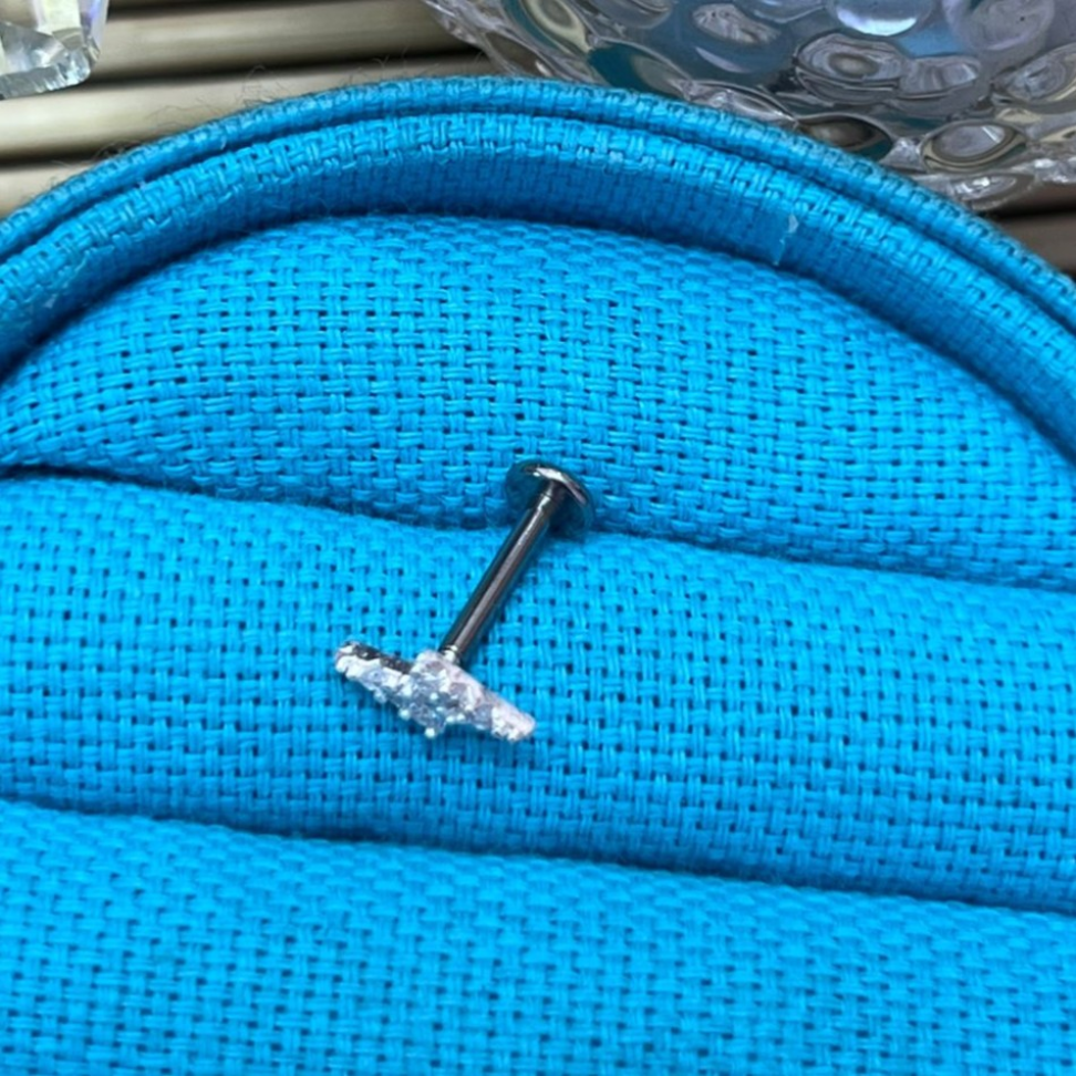 Piercing Labret Raio Cravejado - #3
