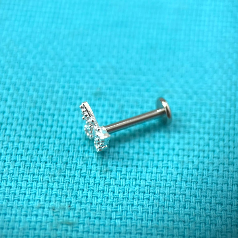 Piercing Labret Borboleta com  4 Microzircônias