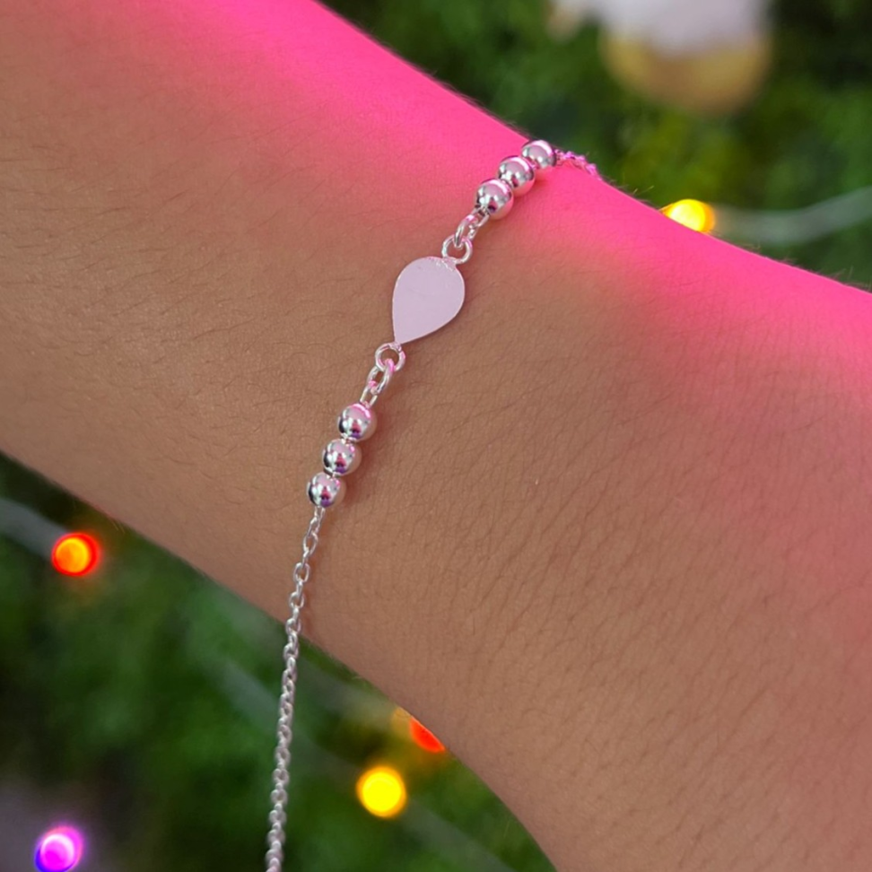 Pulseira Gota em Chapa e Bolinhas