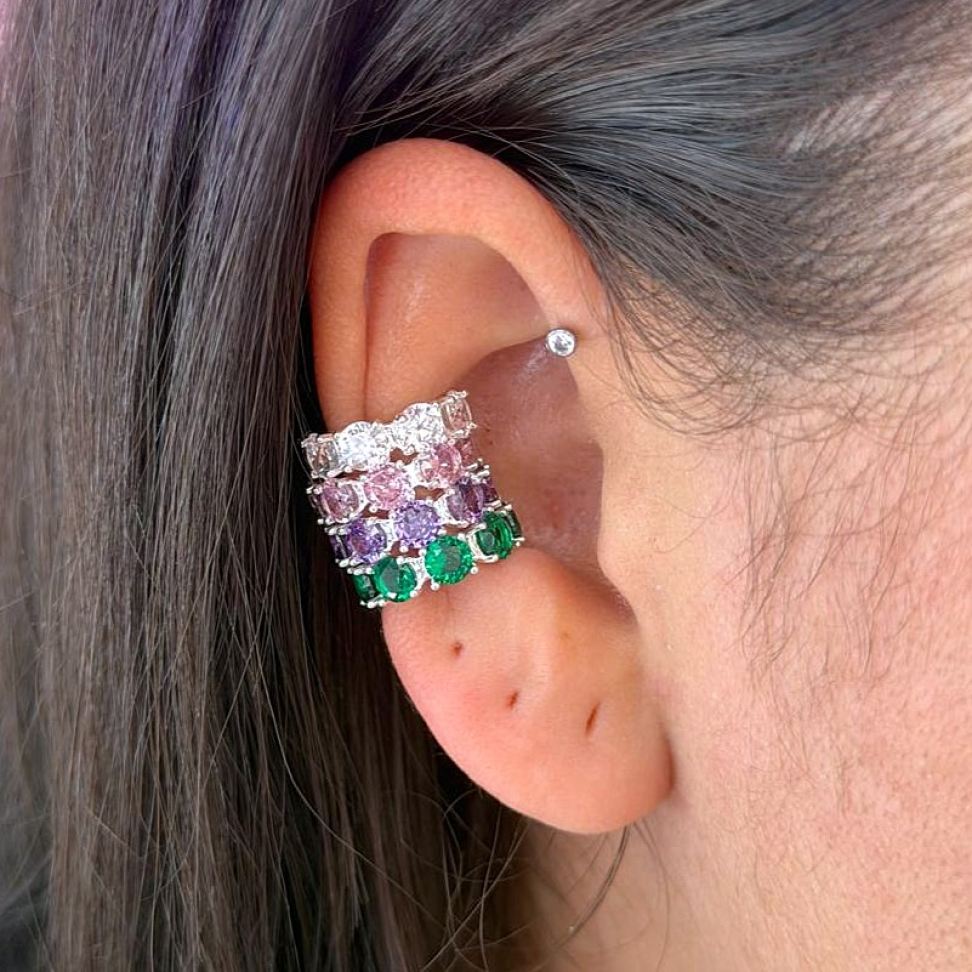 Piercing Fake Cravejado Zircônia Cores - #6
