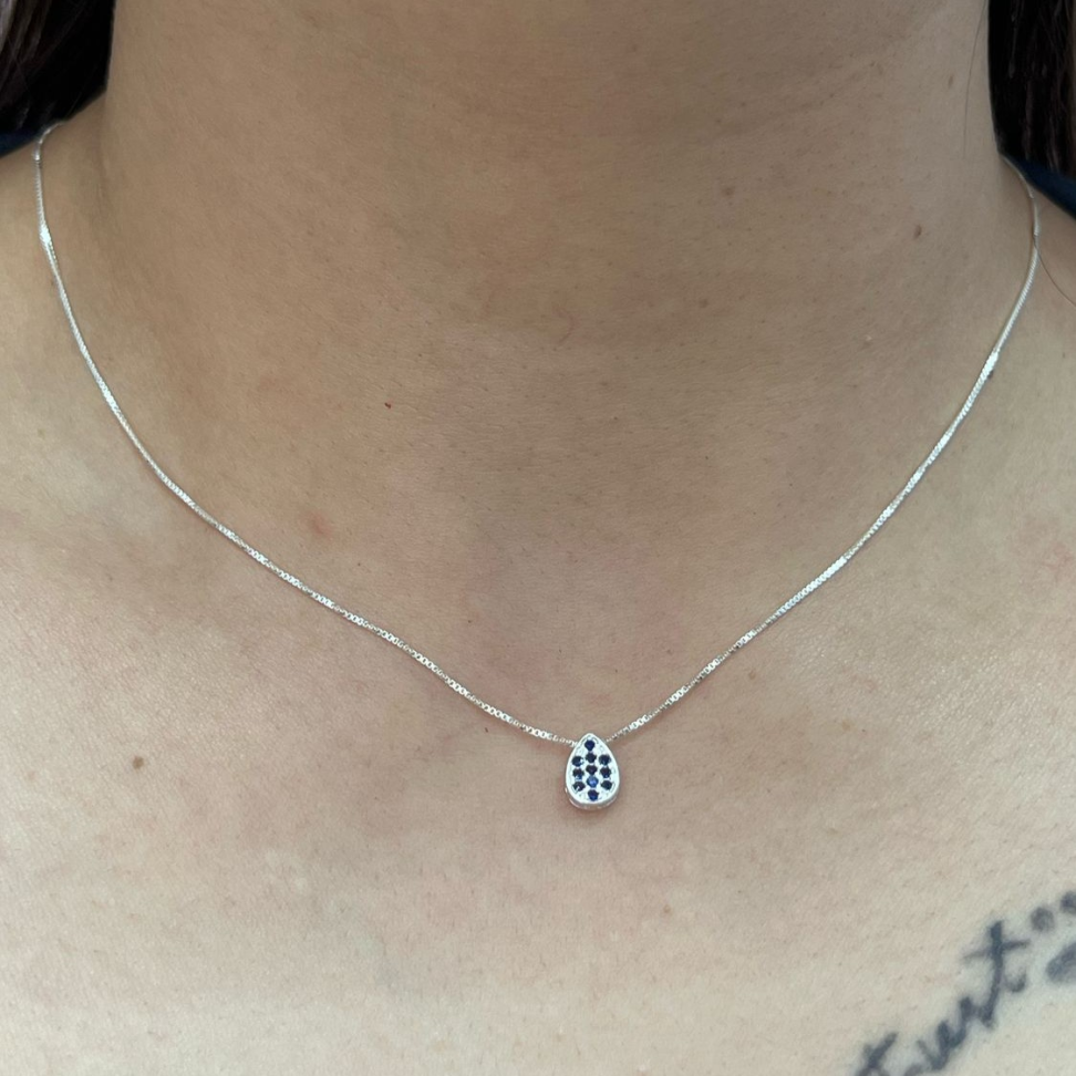 Colar Gota Caixinha Cravejada Prata 925 - #4