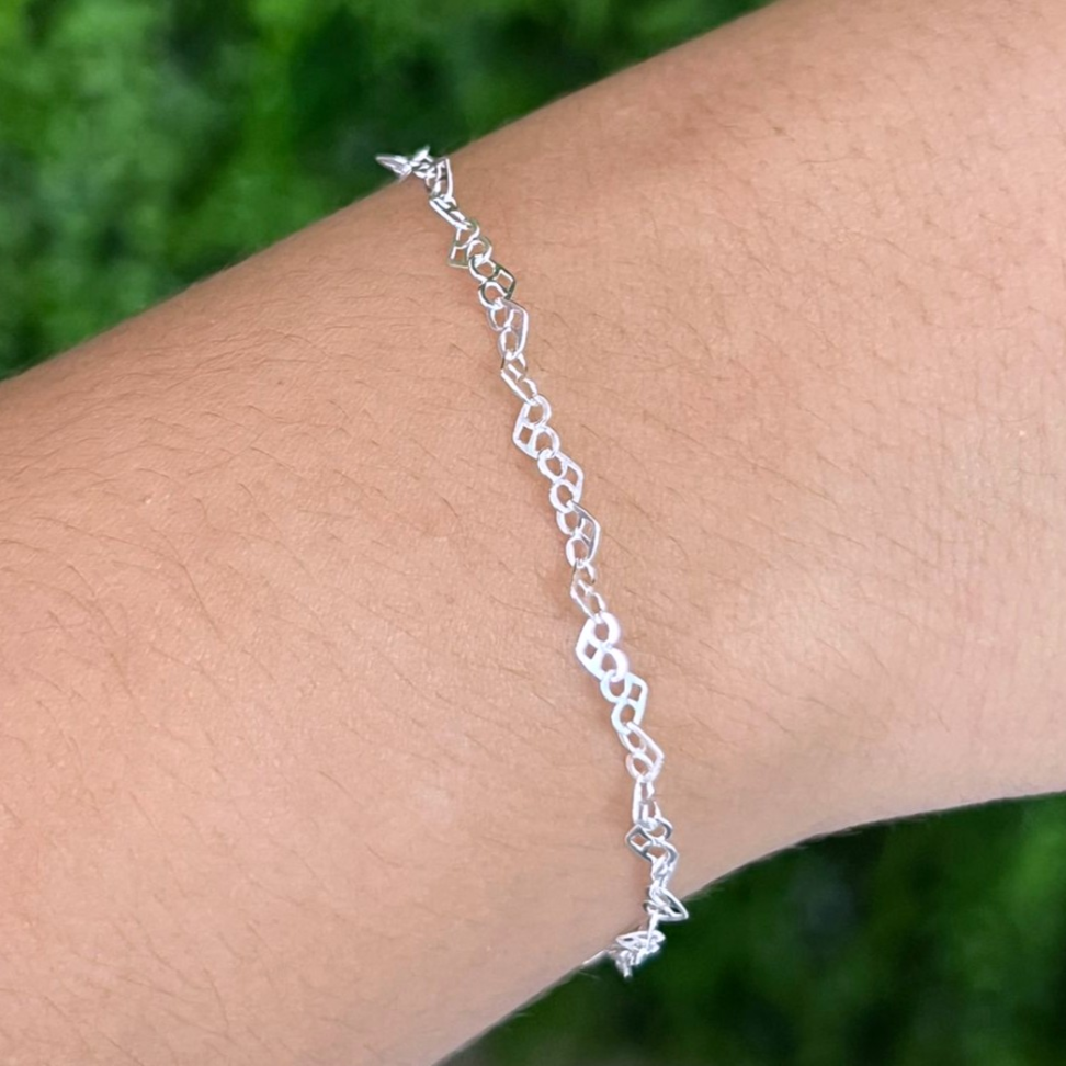 Pulseira Trama Coração Love em prata 925
