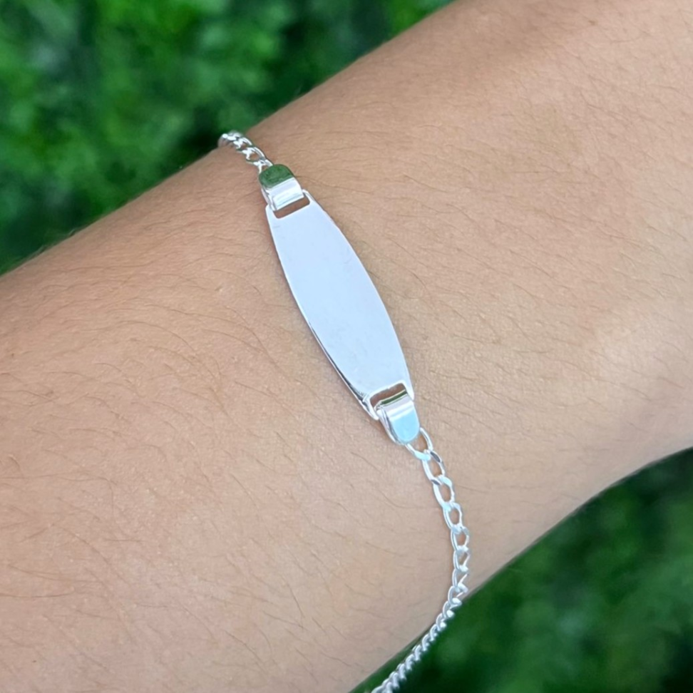 Pulseira Infantil Chapa Afunilada Gravação